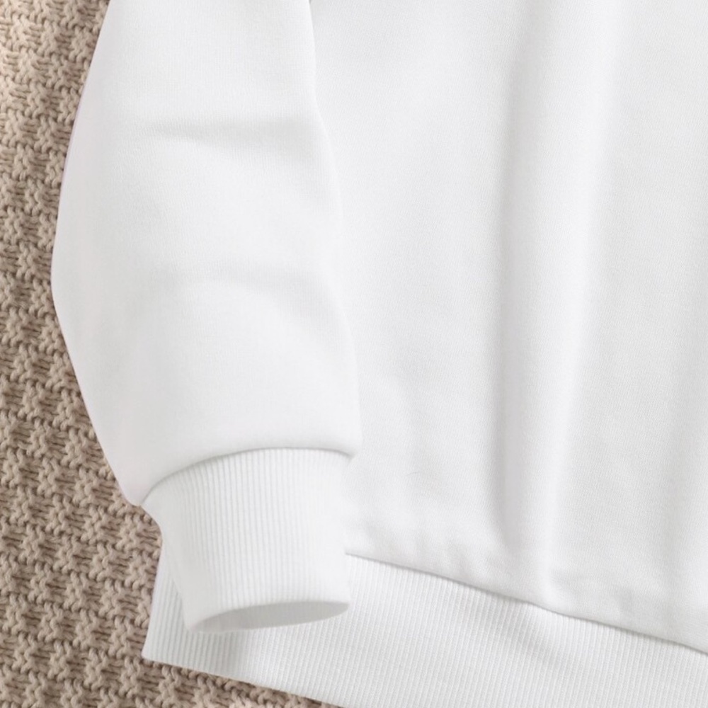 NEW| SHEIN Women’s Cozy Drop Shoulder White Long Sleeve Sweatshirt - Picture 3 of 4